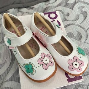 Pediped FLEX Lorraine White Multi color toddler girl shoes. Size 7.5-8, EU 24